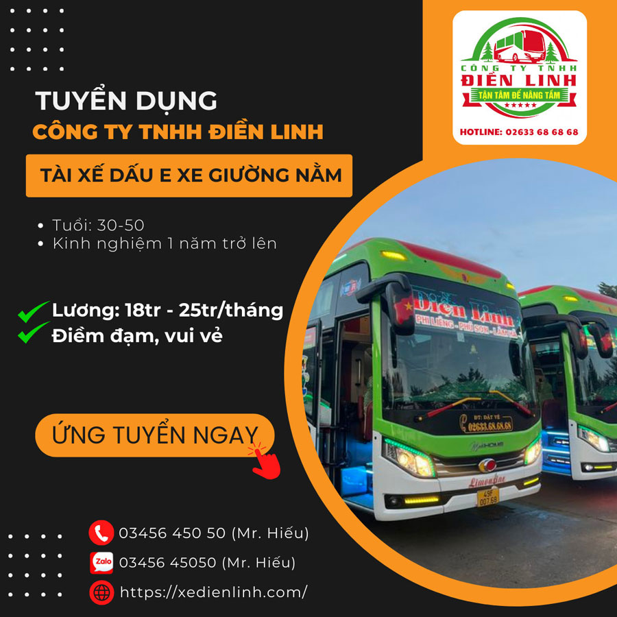 Tuyển tài xế dấu E - Xe Điền Linh