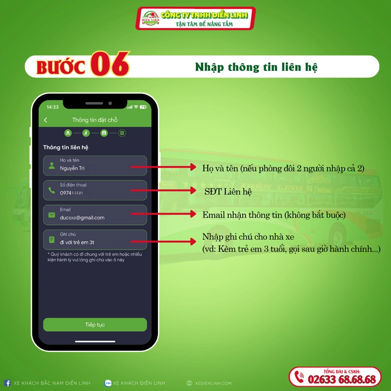 Hướng dẫn đặt vé online trên APp Nhà xe Điền Linh