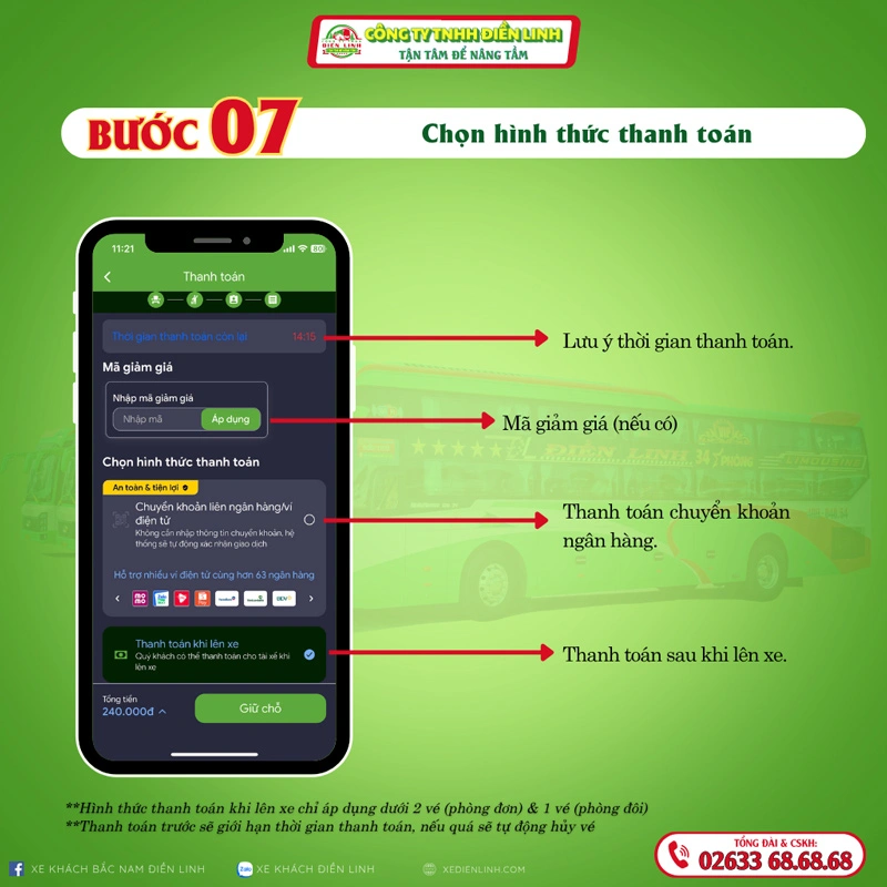 Hướng dẫn đặt vé online trên App Nhà xe Điền Linh